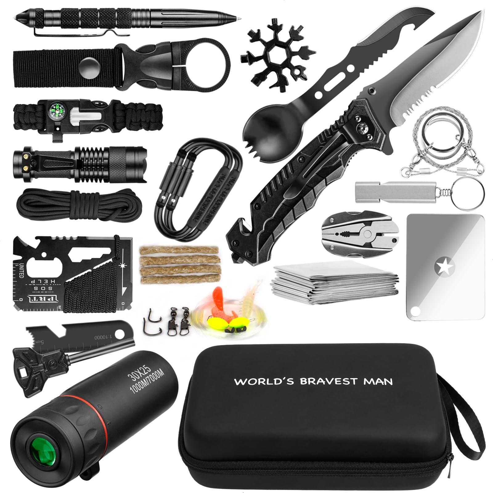Survival Kit 34 in 1 Emergency Tactical Survival Gear Camping Tool Accessorie…