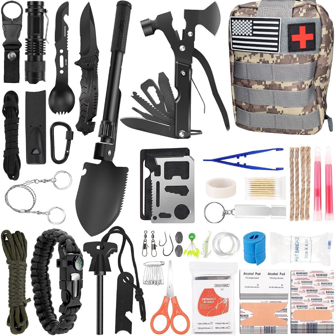 Compact Emergency Survival Kit For Camping Hunting Hiking Car RV Bug Out Bag