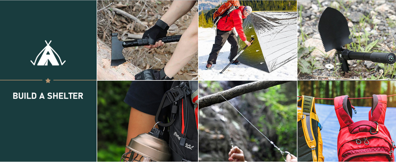 Survival Kit 262Pcs – Gear, First Aid, Tent, Axe, Shovel, Bug Out Bag for All