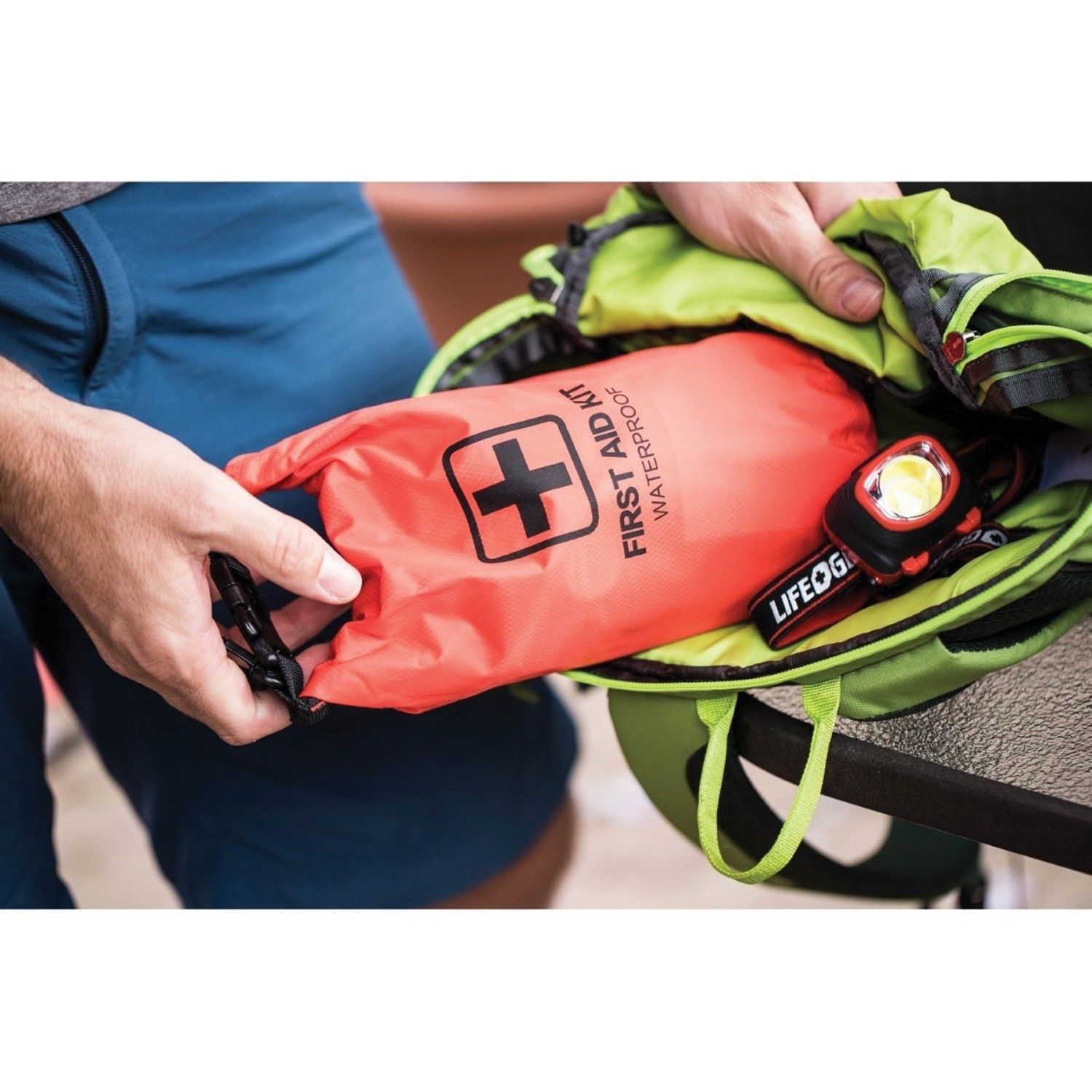 LIFE+GEAR 41-3820 First Aid & Survival Kit 130-Piece Waterproof Dry Bag Bag Red