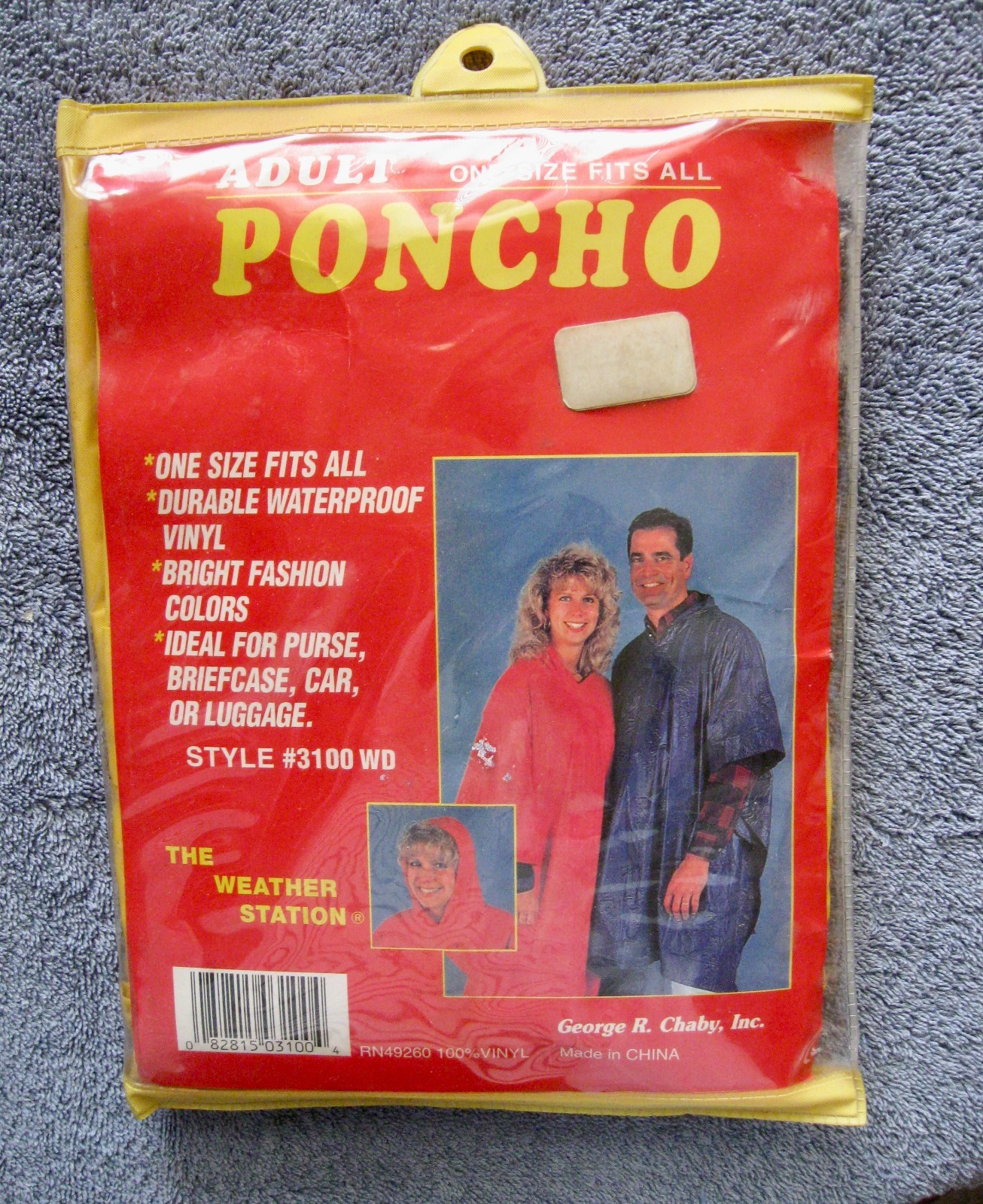 NIP THE WEATHER STATION Adult Poncho Bright Yellow ONE SIZE; Style #3100; Travel