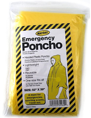 2 Emergency Hooded Rain Poncho Adult Disposable Camping Hiking Survival Reused