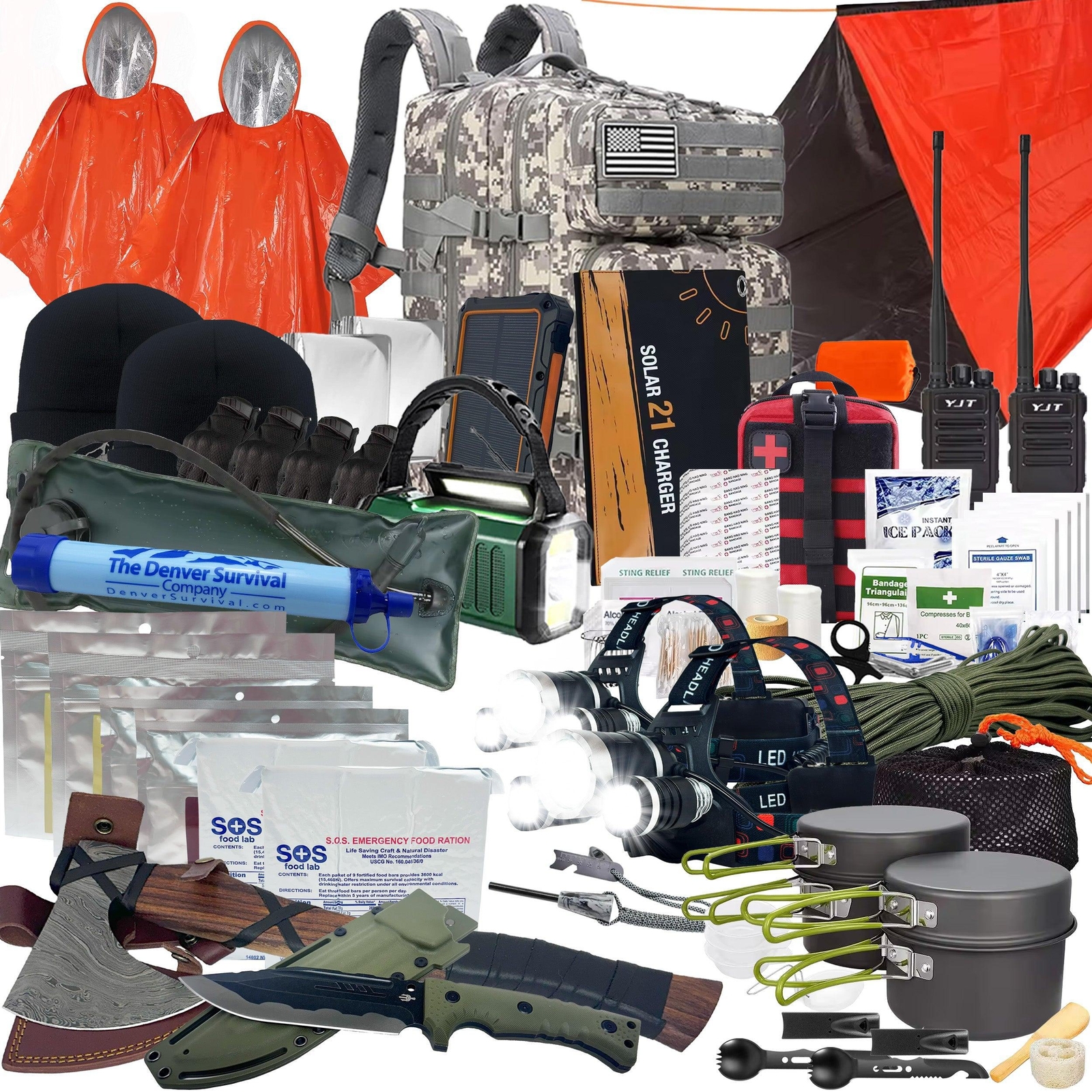 Premium 2 Person 5 Day Solar Bug Out Bag