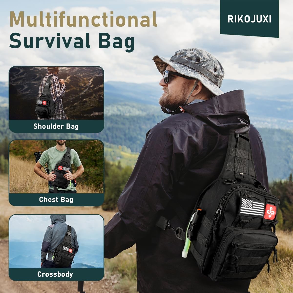 Survival Kit, 262Pcs Gear and Supplies with First Standard, Black
