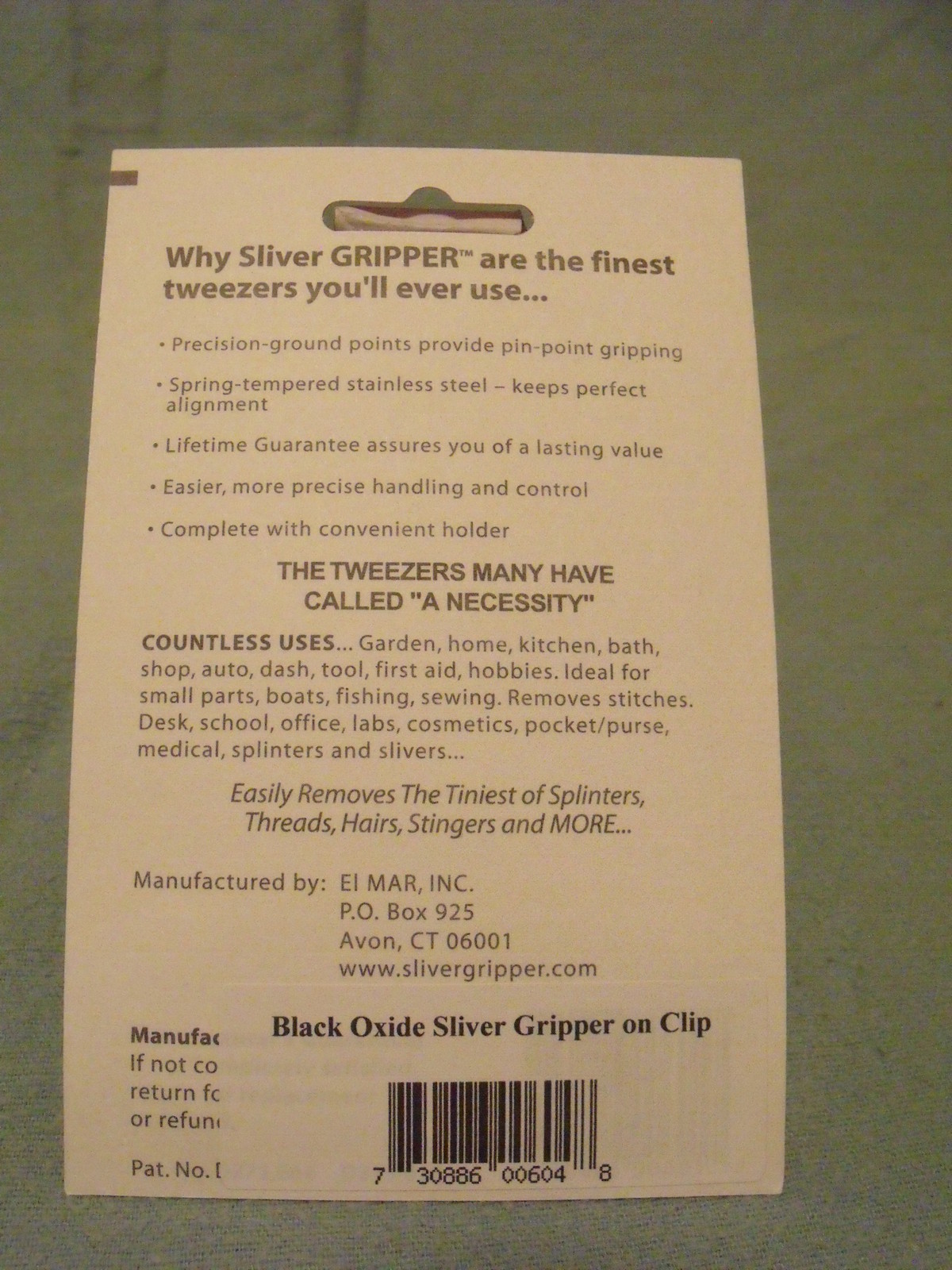 Uncle Bill’s Sliver Gripper TWEEZER, Keychain – Black Oxide – EDC/Survival Tool