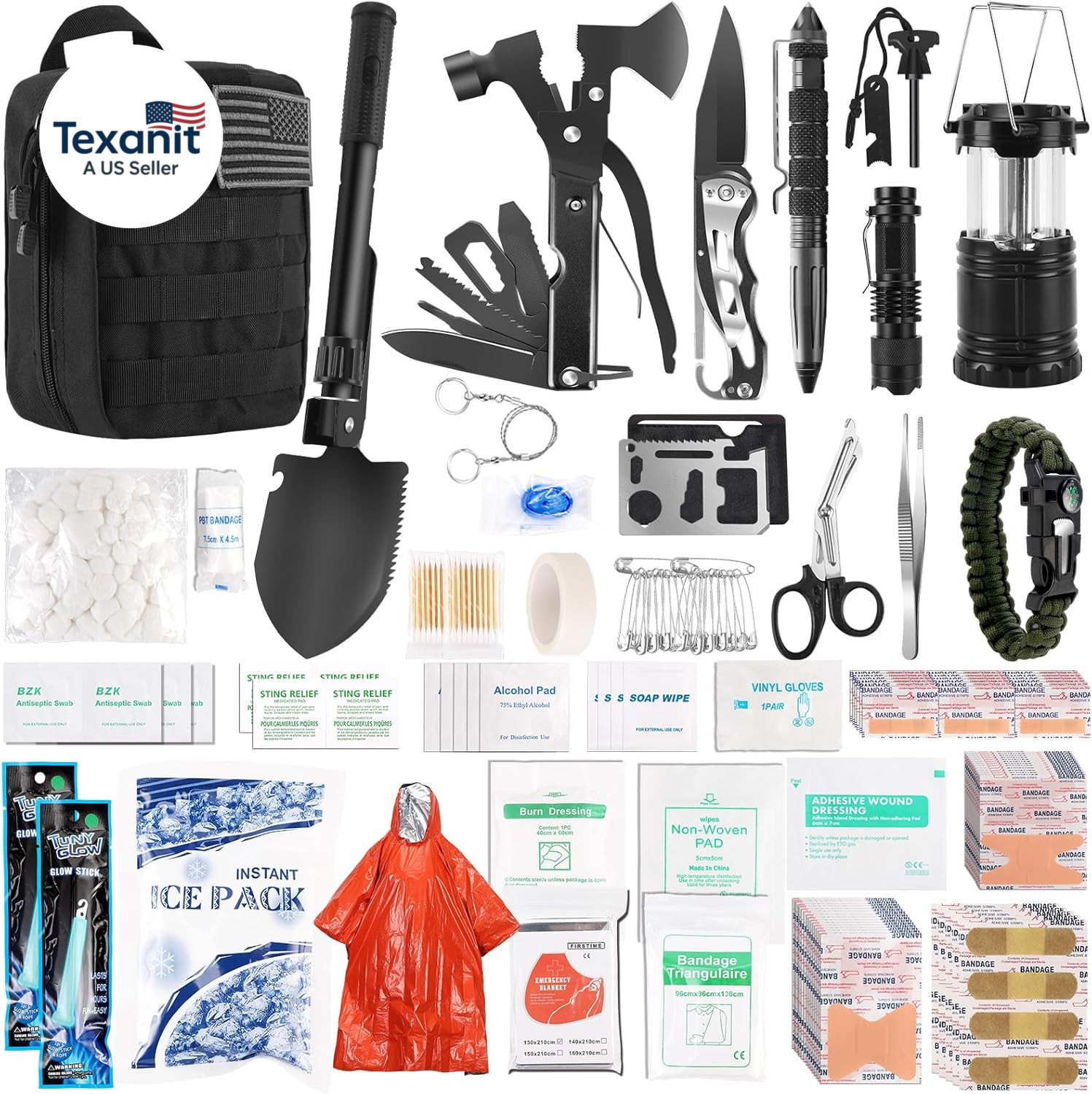 318 PCS Emergency Survival Kit, Survival Gear and Equipment First Aid Kit Med Su