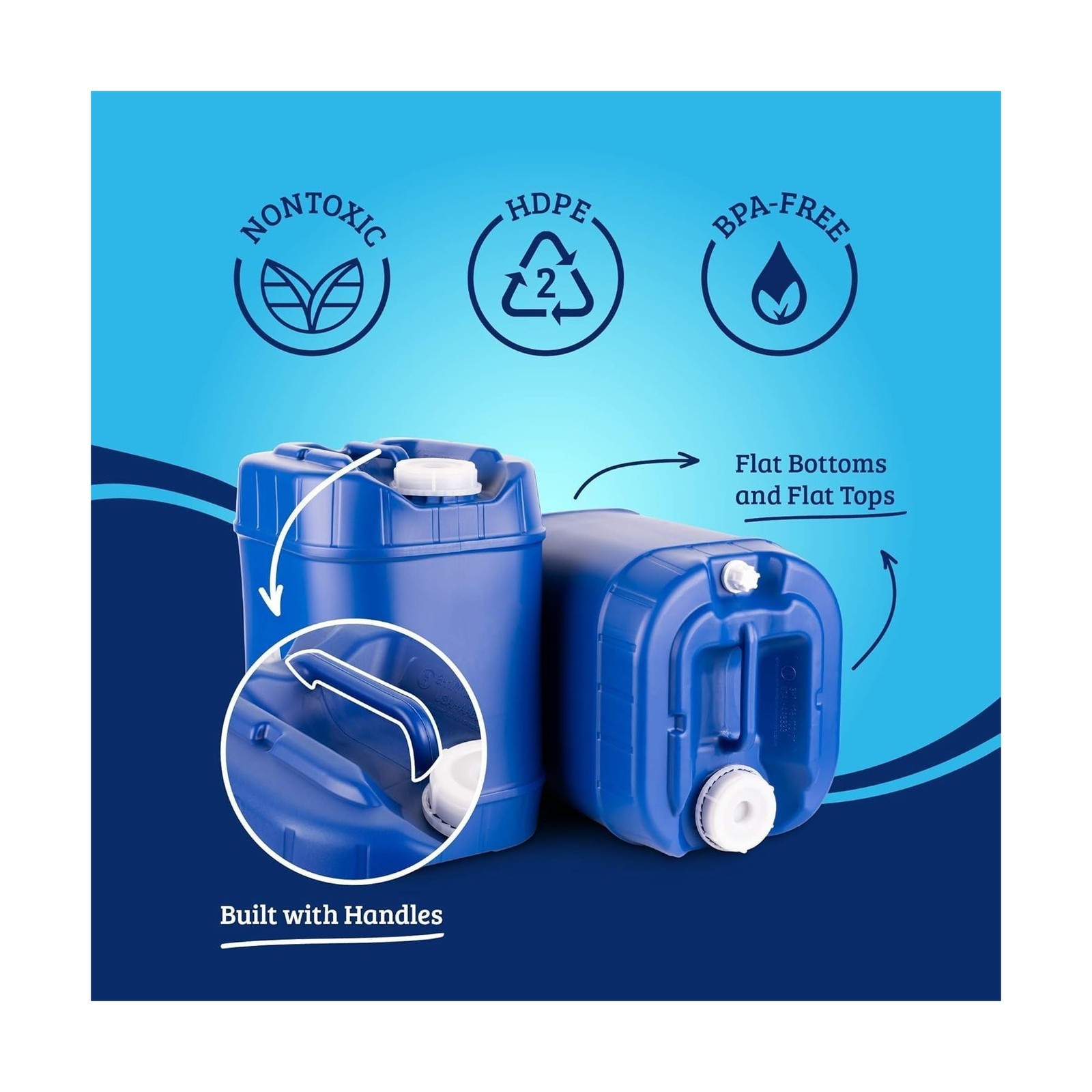 5-Gallon Stackable Water Storage Containers, Emergency Water Storage for Camp…