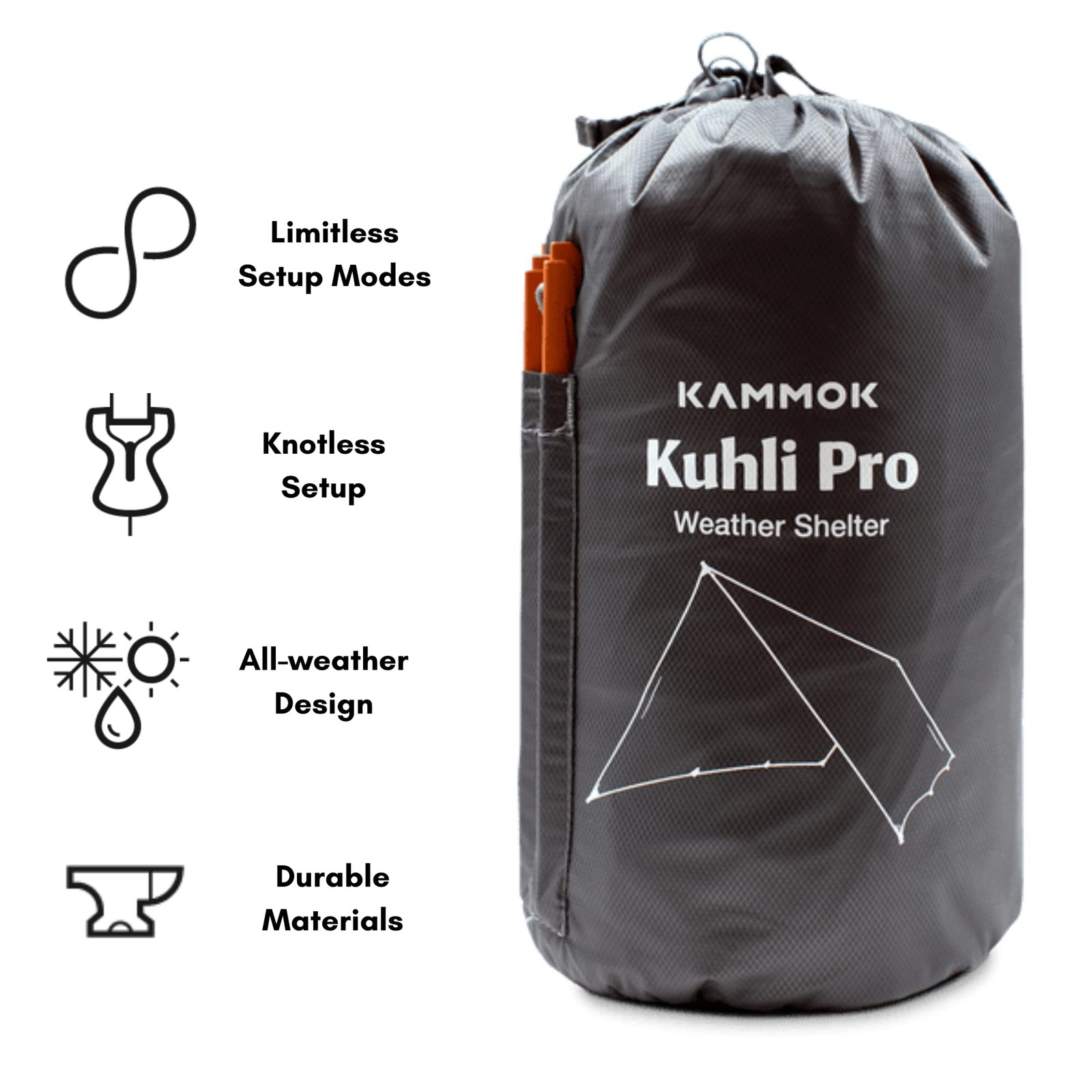 KAMMOK Kuhli Pro | Versatile Weather Shelter, Pro, Granite Gray