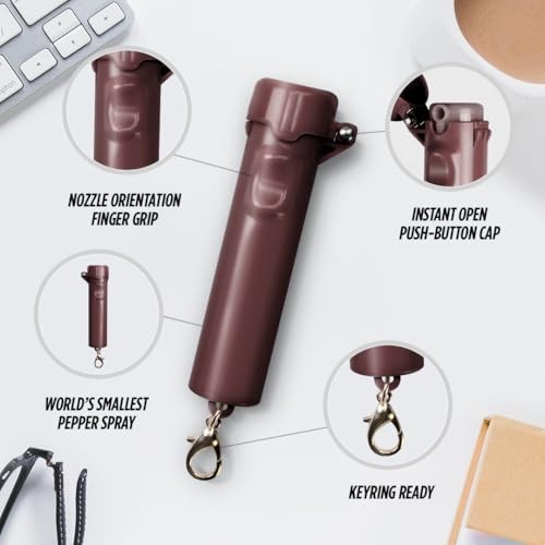 Packin’ Heat 0.28 oz Compact Pepper Spray for Self Defense, Small Burgundy
