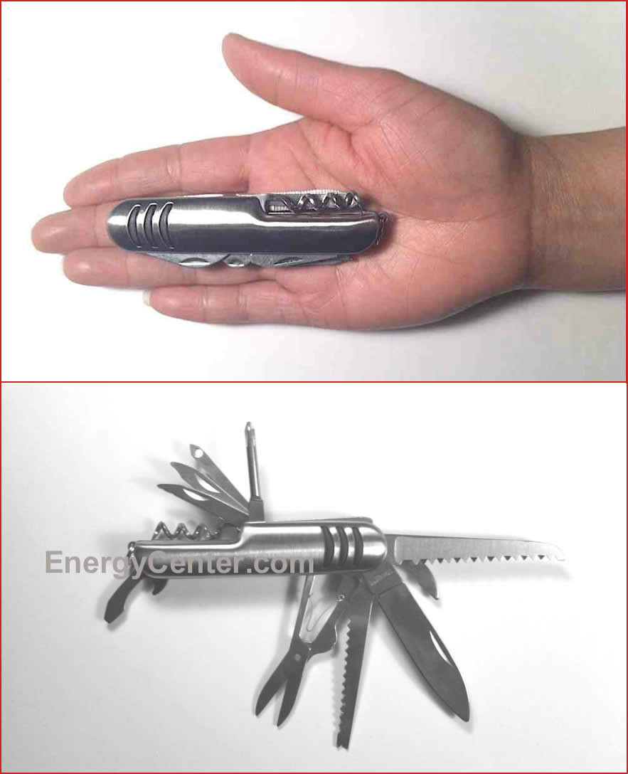 Survival Tactical Knife Black w Glass Bk + Multi-Function Pocket Knife with Saw