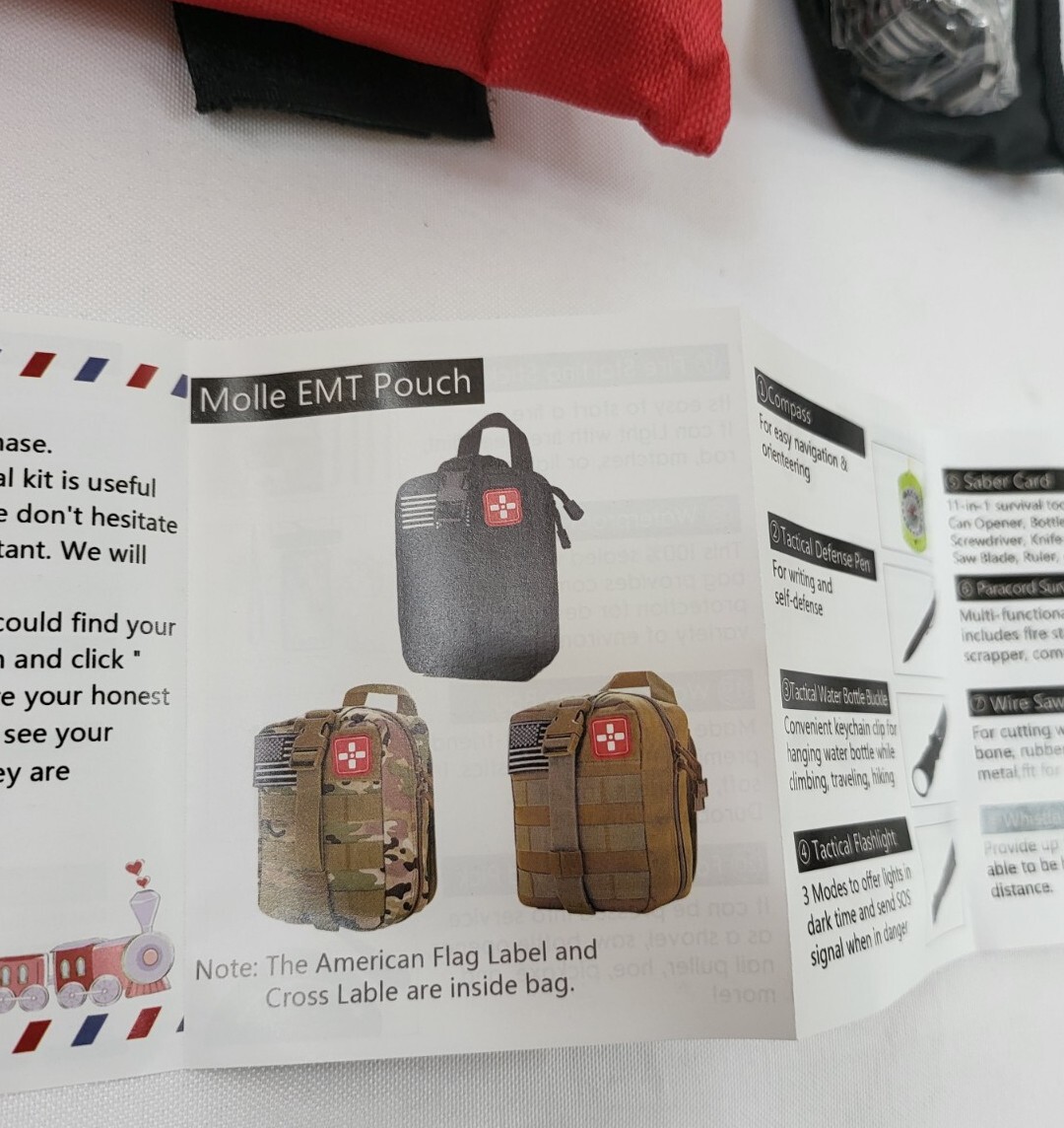 Emergency Survival Kit First Aid Bug out Military Prepper Kit Black Pouch 235Pcs