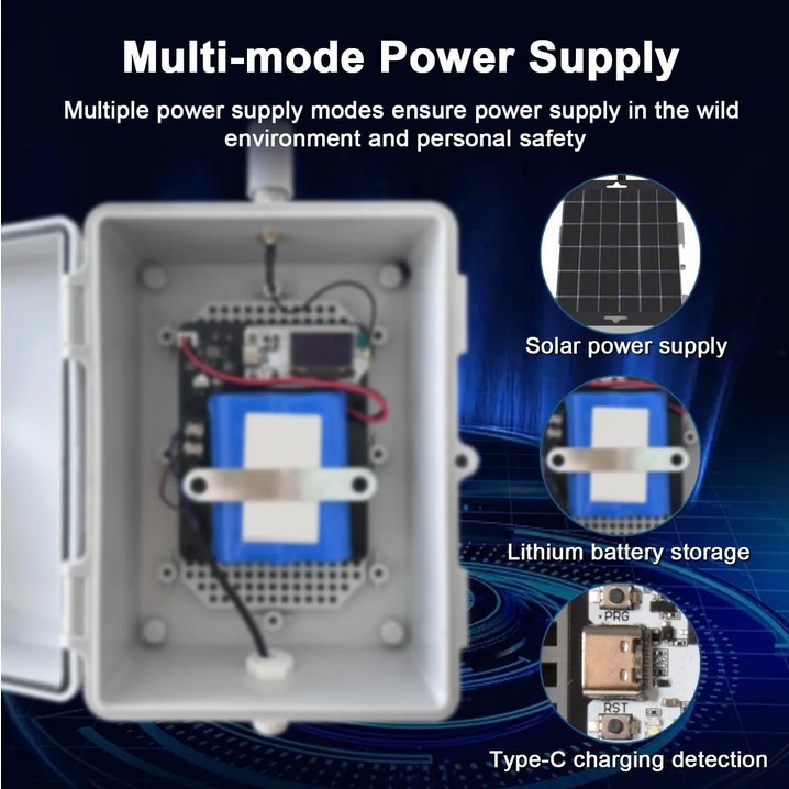 Solar Powered Device for Meshtastic LoRa Relay System, No Network Long Distance