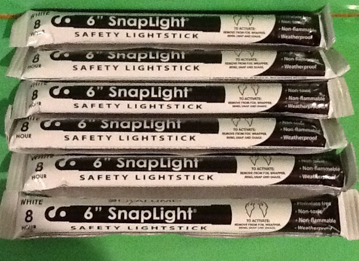 Lot of 6 Cyalume White 8 Hr 6″ Snaplight Lightstick Emergency Prepper BOB EX2024