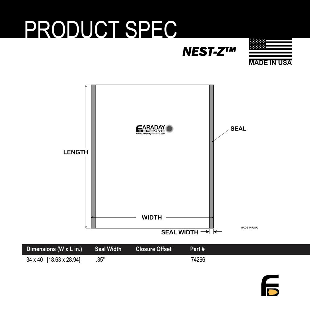 Faraday 1 PC XXX-Large NEST-Z 7.0 Mil ESD/EMP Heat Seal Bag 34″ x 40″