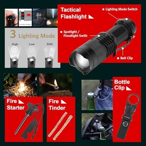 116-in-1 Survival Kit, Emergency Gear with First Aid, Tactical Pen, Fishing Kit,