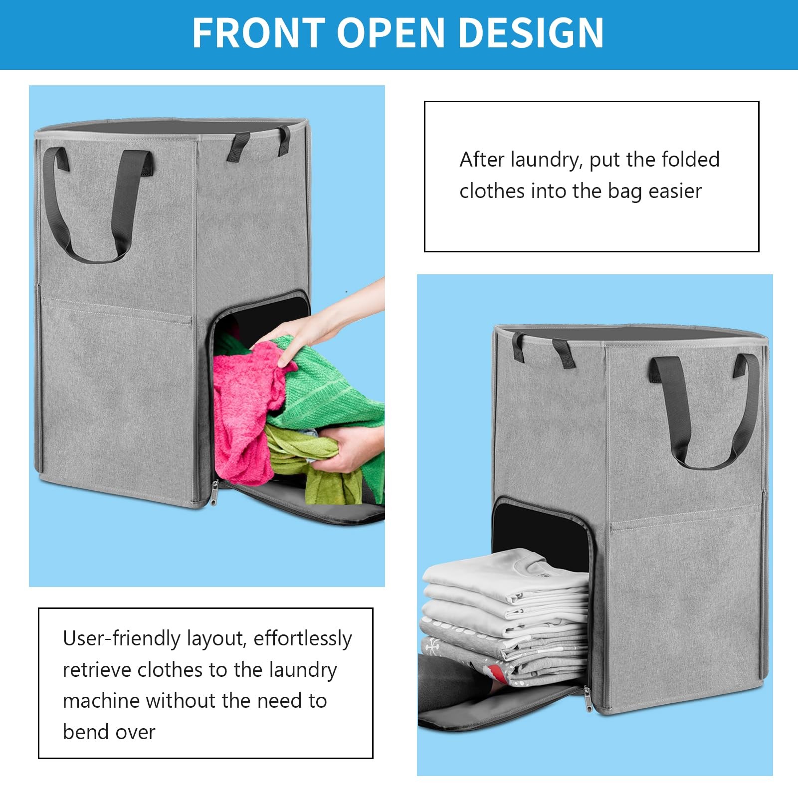 Laundry Backpack Bag, Bukere Extra Large 2 in 1 Hamper X-Large, Gray