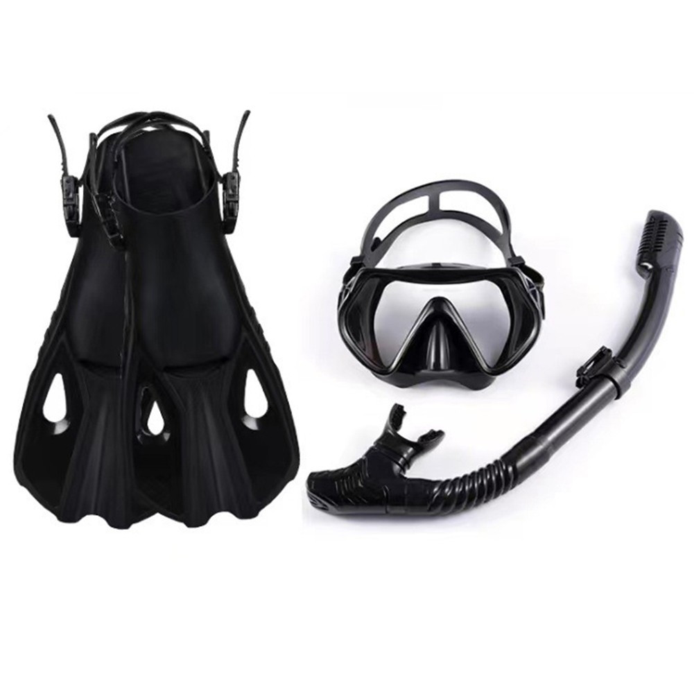 Snorkeling Set: Adjustable Mask, Dry Top Snorkel & Fins for Ultimate Comfort!