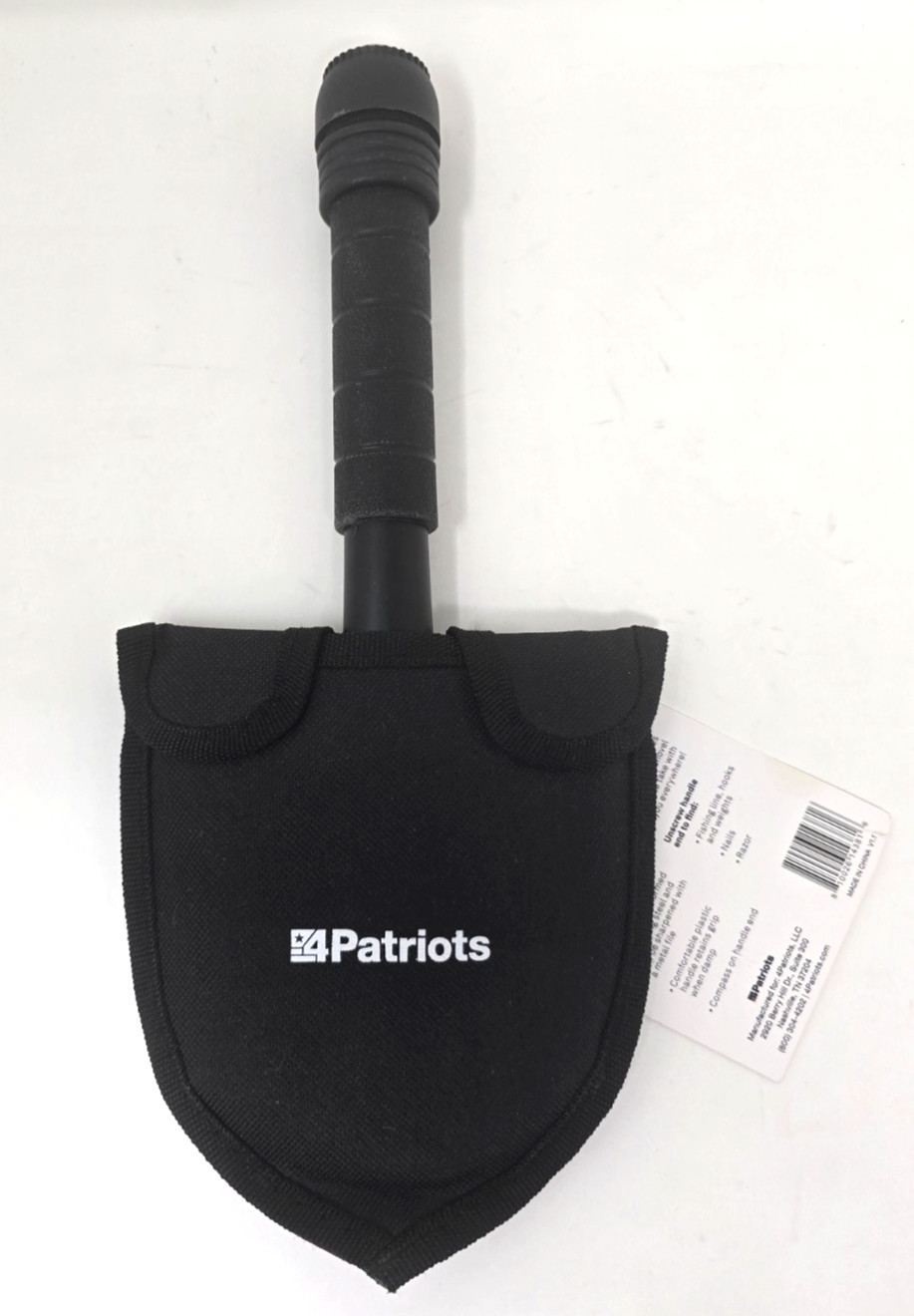 4 Patriots Ready Shovel w/ Nail Remover Fishing Line Hooks Weights Compass Razor