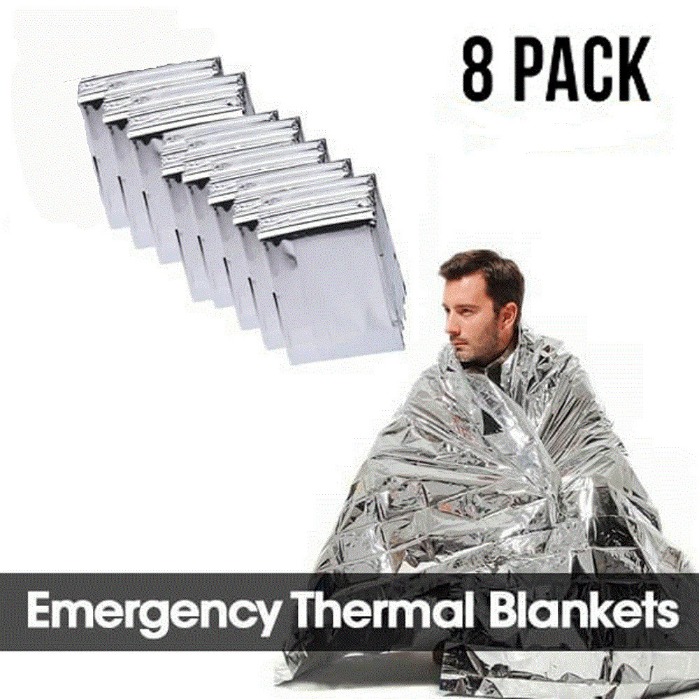 TWO 8-pack Thermfasal Insulating Mylar Heat Emergency Survival Blankets 16 pcs