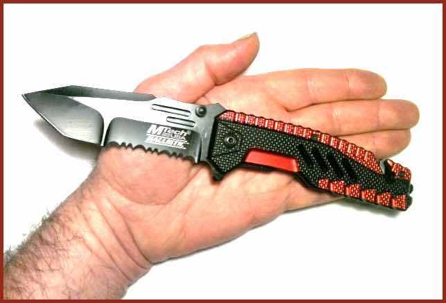 Tactical Spring Assist Knife Red – Survival Mylar Blanket and Sleeping Bag