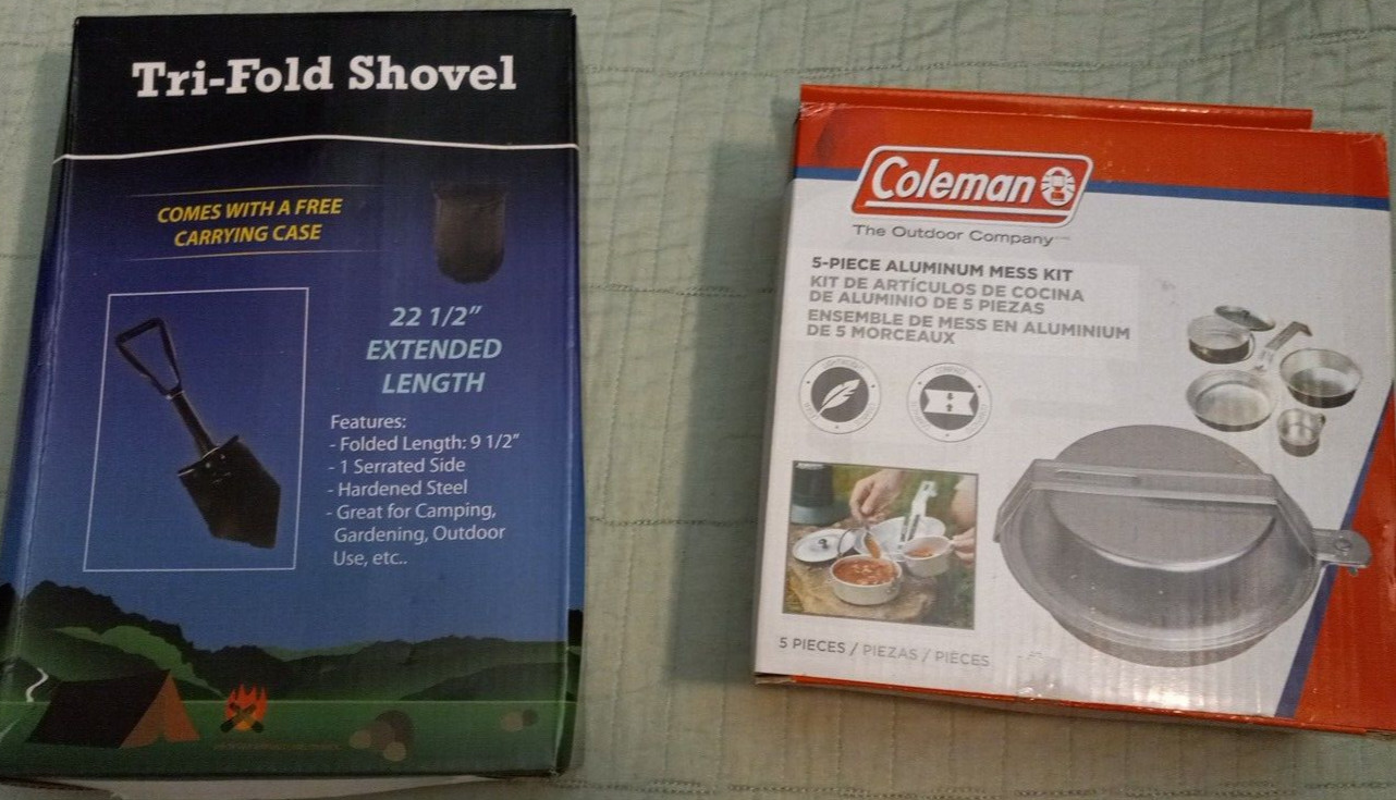 Lot Of 12 Pieces Mostly New Survival Hunting Camping Gear Stove Shovel Knife Etc