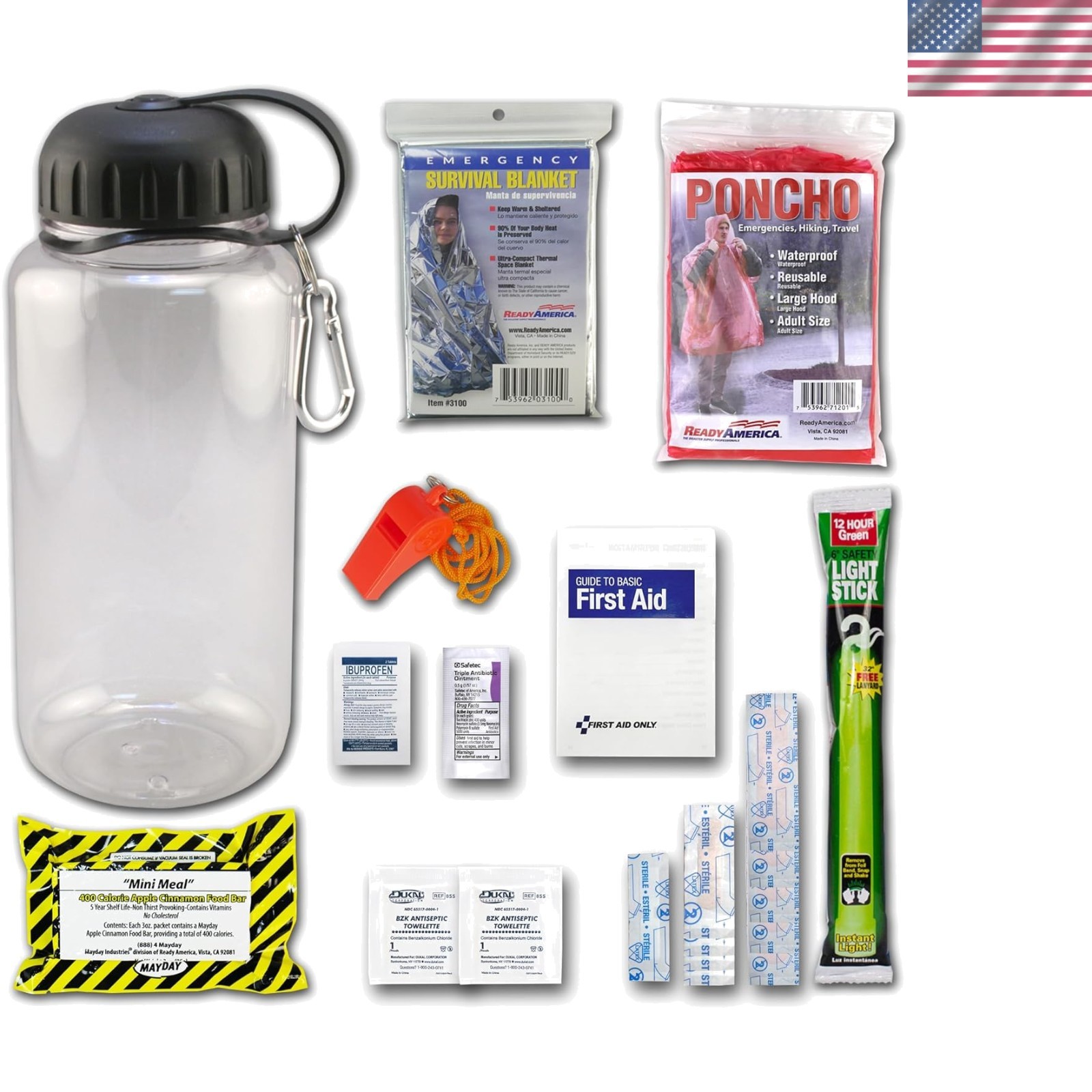 Lightweight Survival Kit in a BPA-Free Bottle – Emergency Supplies for 1
