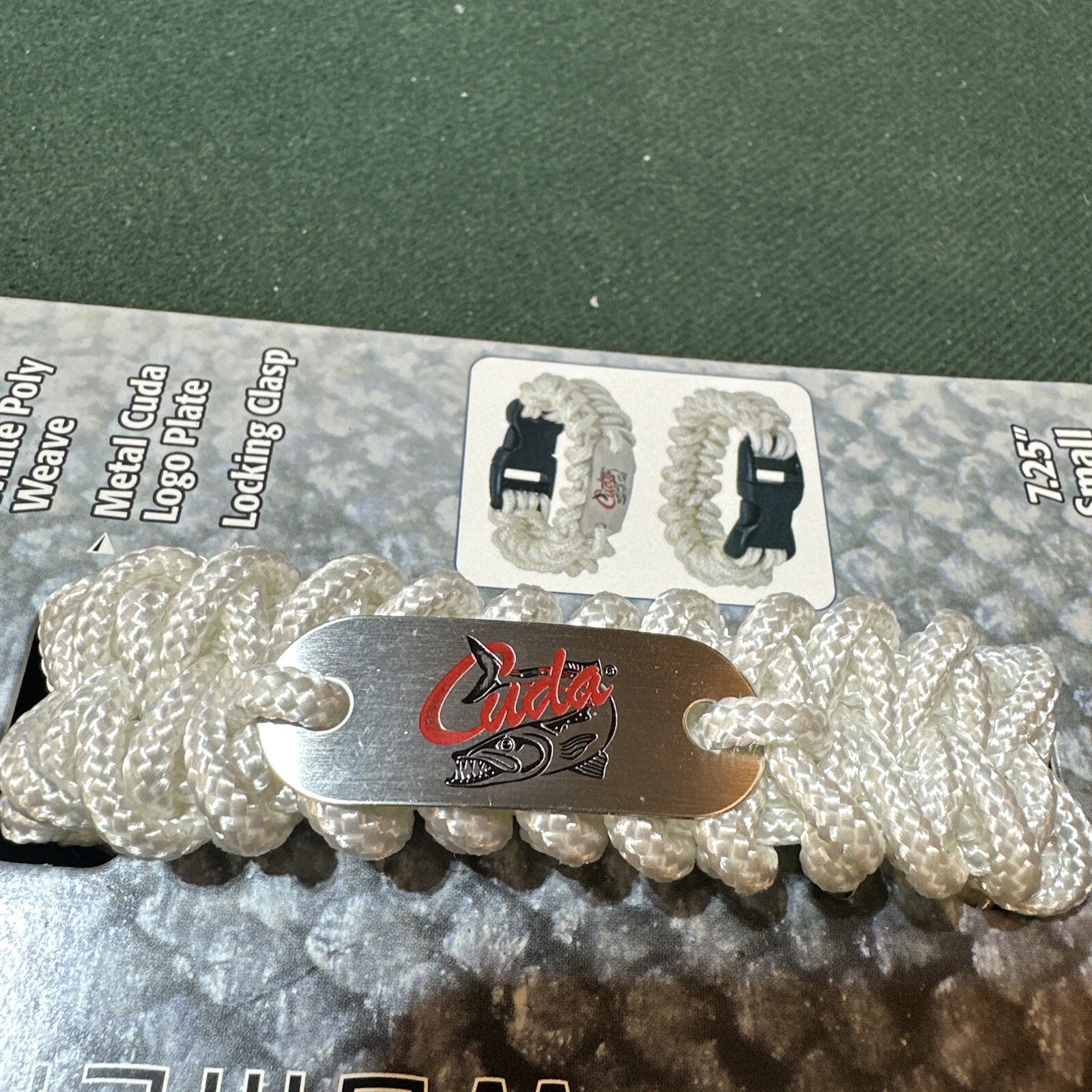 Cuda Women’s Bracelet 7.25” Small White Poly Weave Locking Clasp