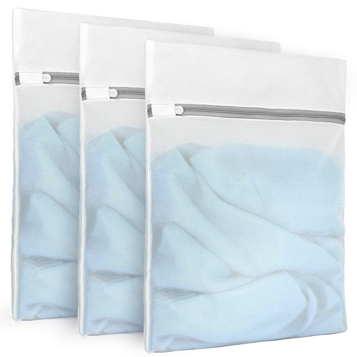 Muchfun 3Pcs Durable Fine Mesh Laundry Bags for Delicates 12 3 Medium, White