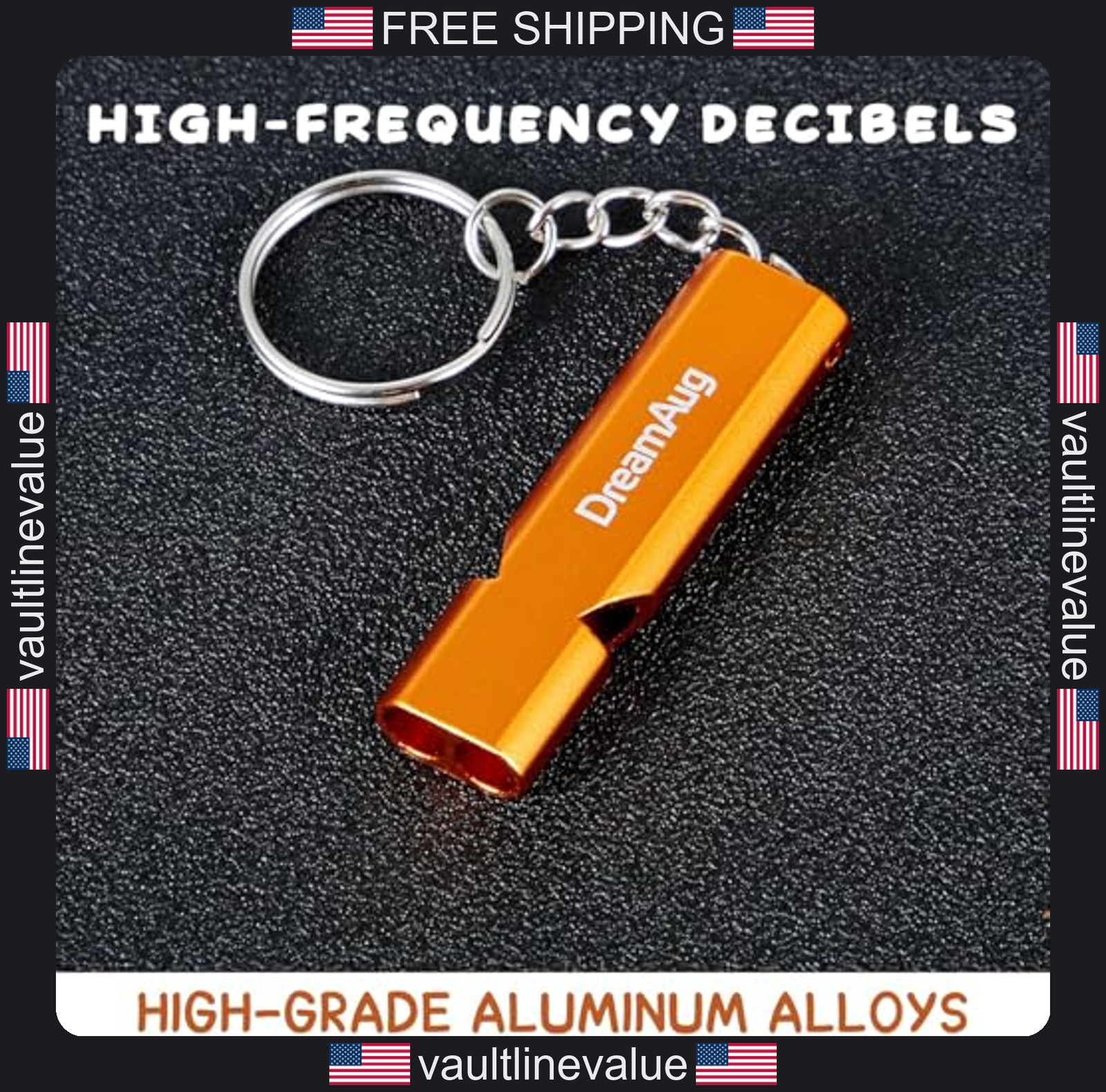 Emergency survival whistles 2 pack metal waterproof safety key ring for camping