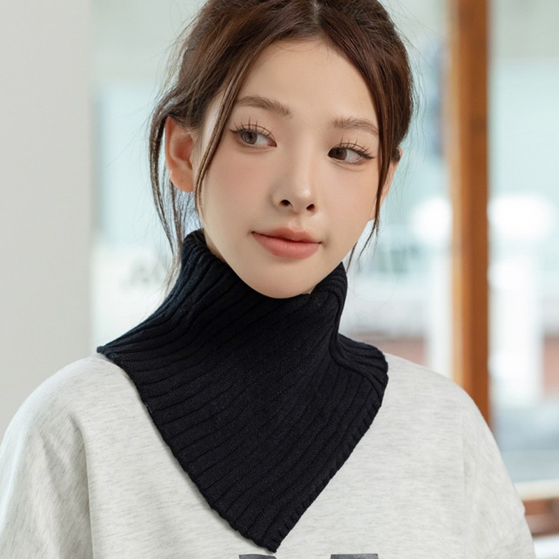 Detachable Striped Knitted Turtleneck Collar For Women False Neck Guard Collar