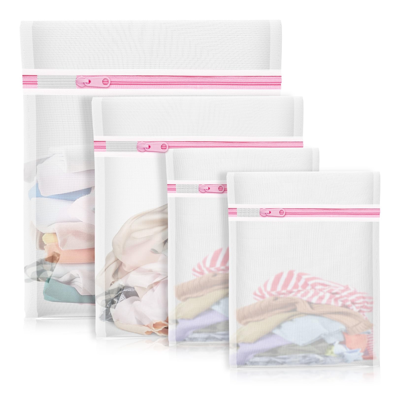 4Pcs Mesh Laundry Bags, Lingerie ‎2Small-1Medium-1Large, Multi-Size Fine Net