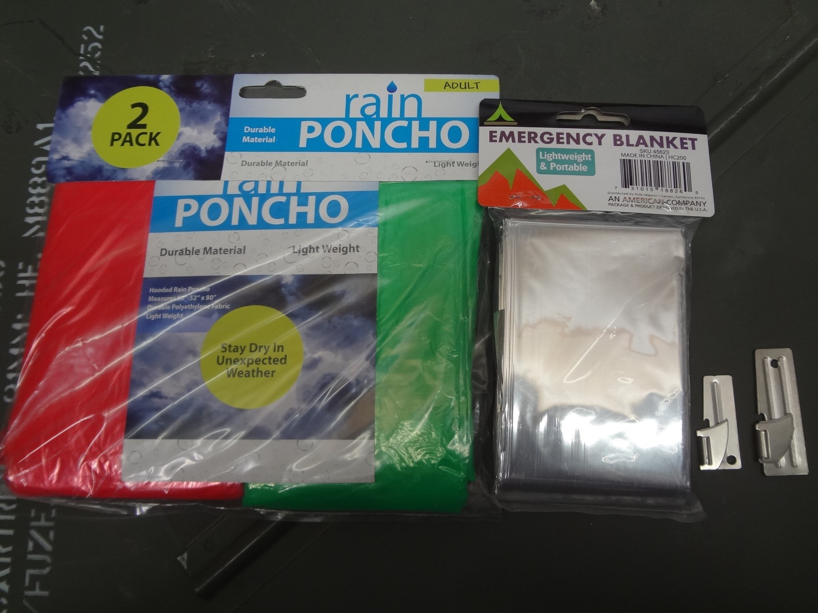 Emergency Blanket Mylar, Shelby P-38 P-51 Can Opener Poncho Survival Bug Out Kit