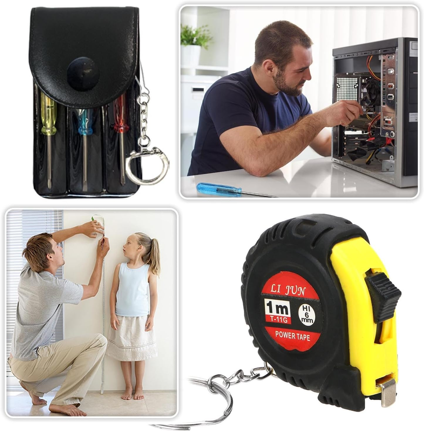 24 Pcs Mini Tape Measure Screwdriver Keychain Set – Multitool with Credit Card T