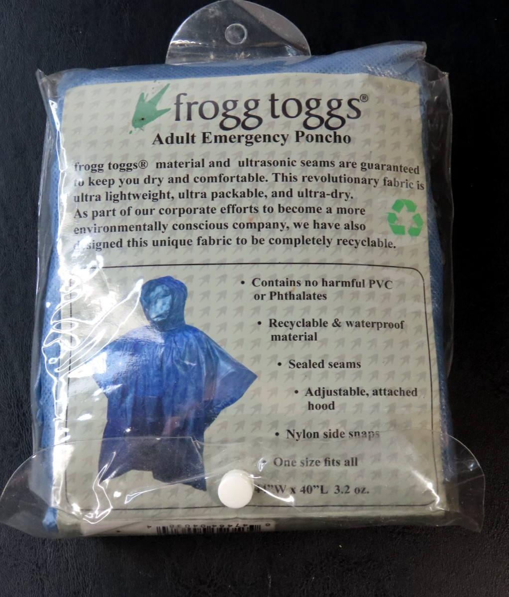 Frogg Toggs Adult Emergency Poncho Ultra Lite “One Size Fits All” 44″W x 40″L