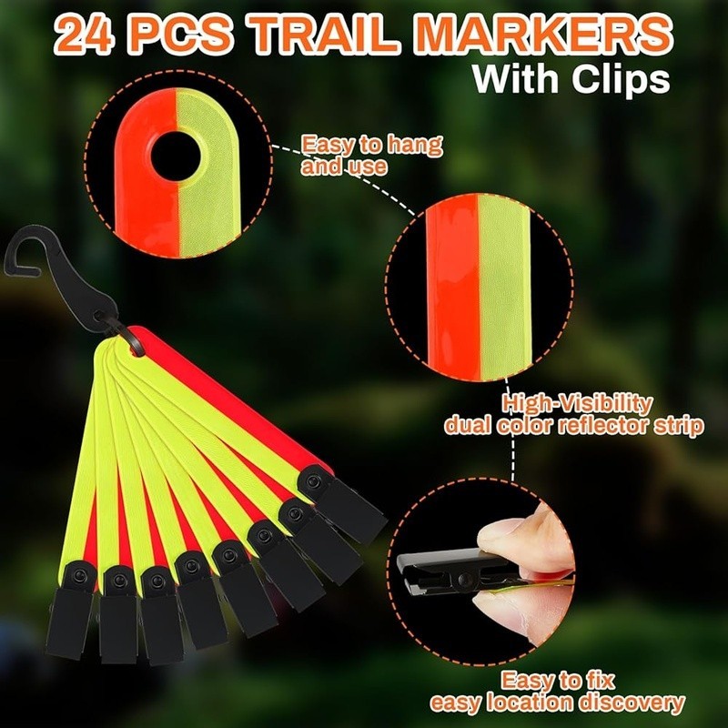 24 Pack Reflective Trail Markers Hiking Camping Hunting Outdoor Adventures New