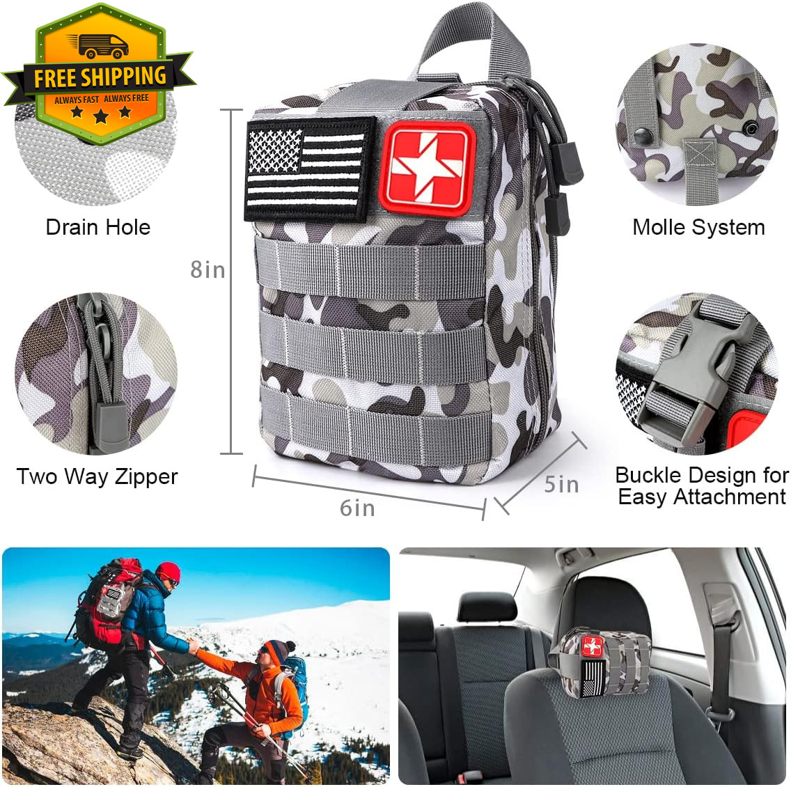 Survival Kit 251PCS First Aid Gear Molle Bag Emergency Outdoor Hiking