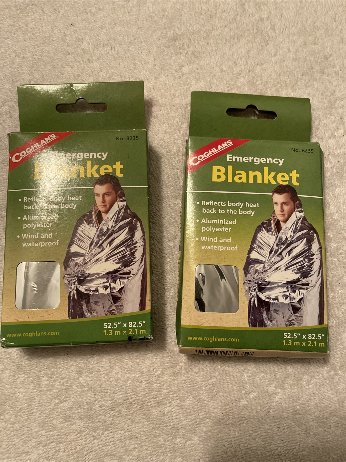 2 Coghlan’s Emergency Blanket NEW Never Opened Wind & Waterproof 52.5” X 82.5”