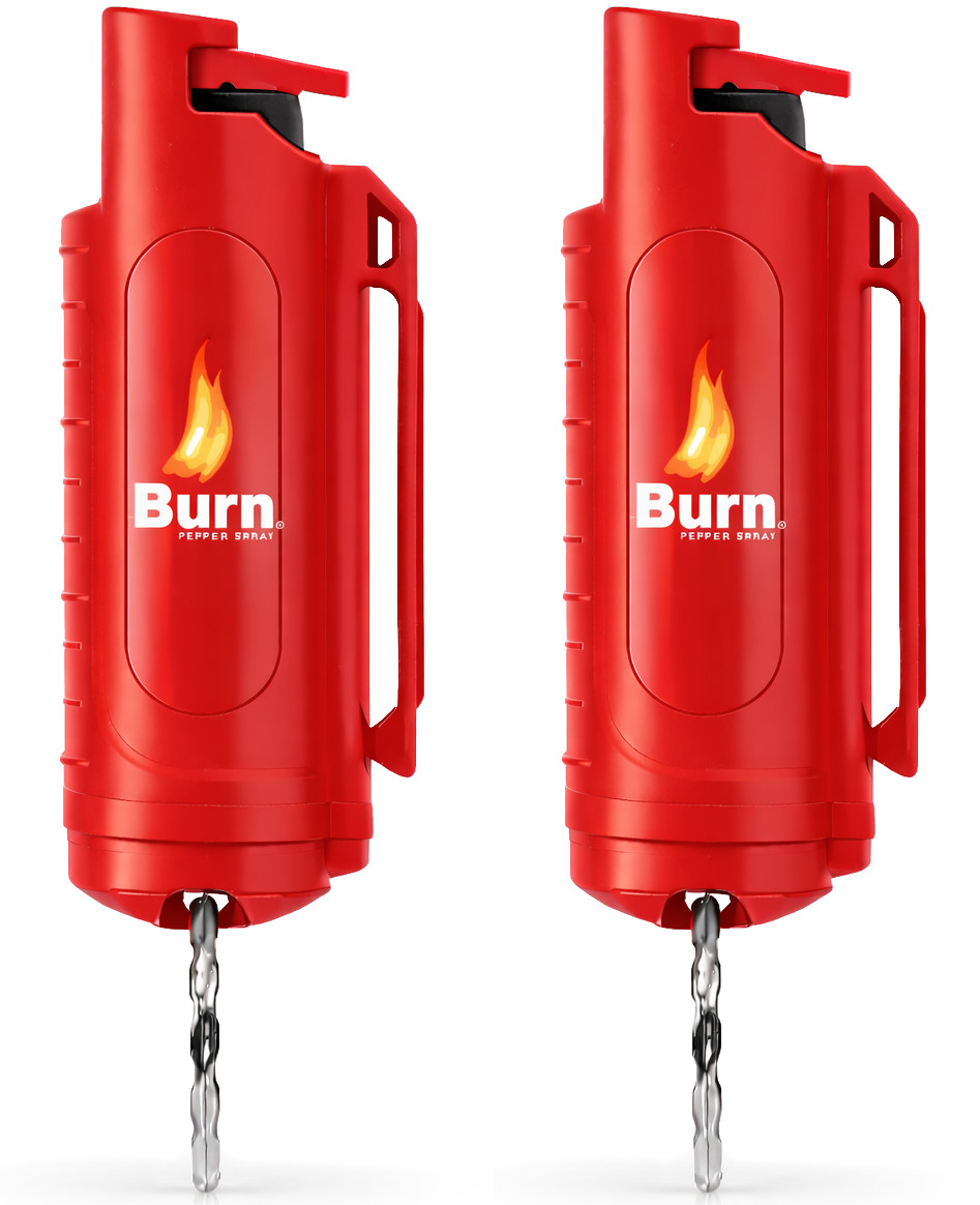 Burn 2 Pack Pepper Spray Keychain 1/2oz Police Strength Self Defense OC Red