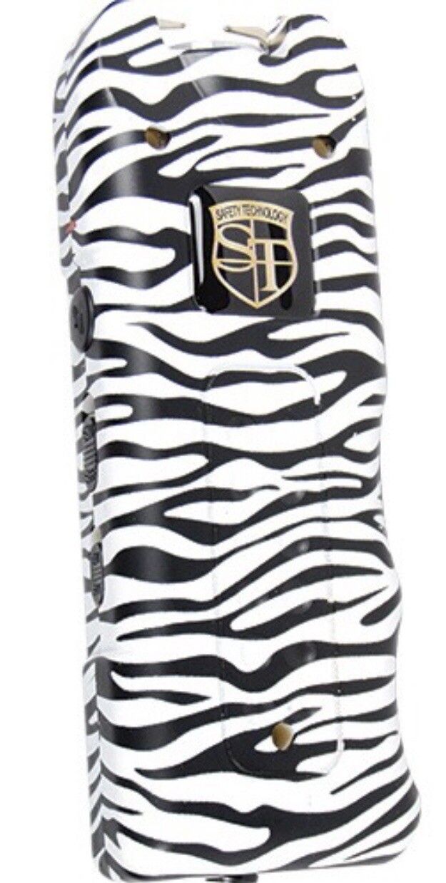 POLICE ZEBRA Rechargeable LED Stun Gun + Case PERSONAL ALARM WOMEN Self Defense