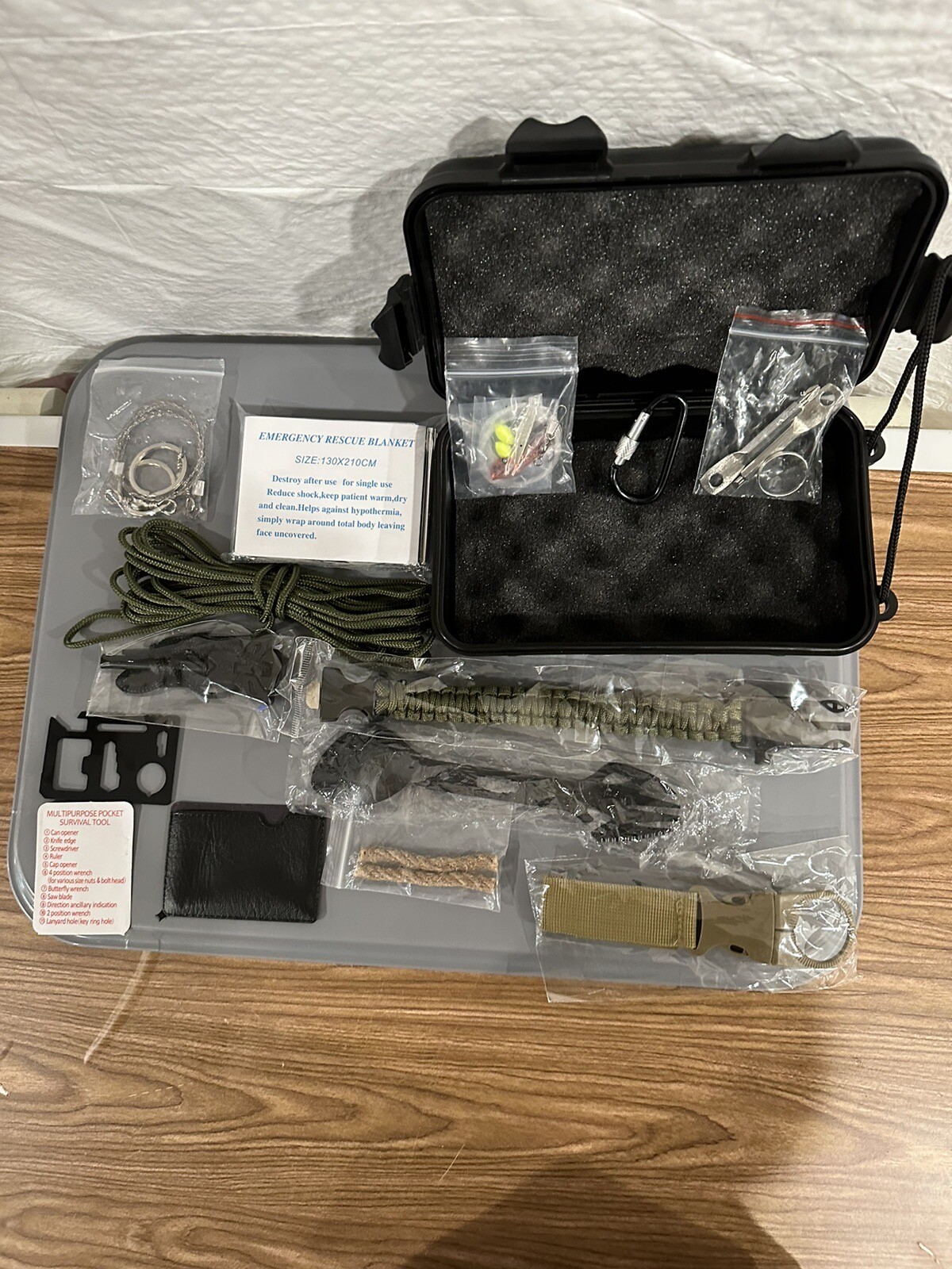 new survival kit in hard black case