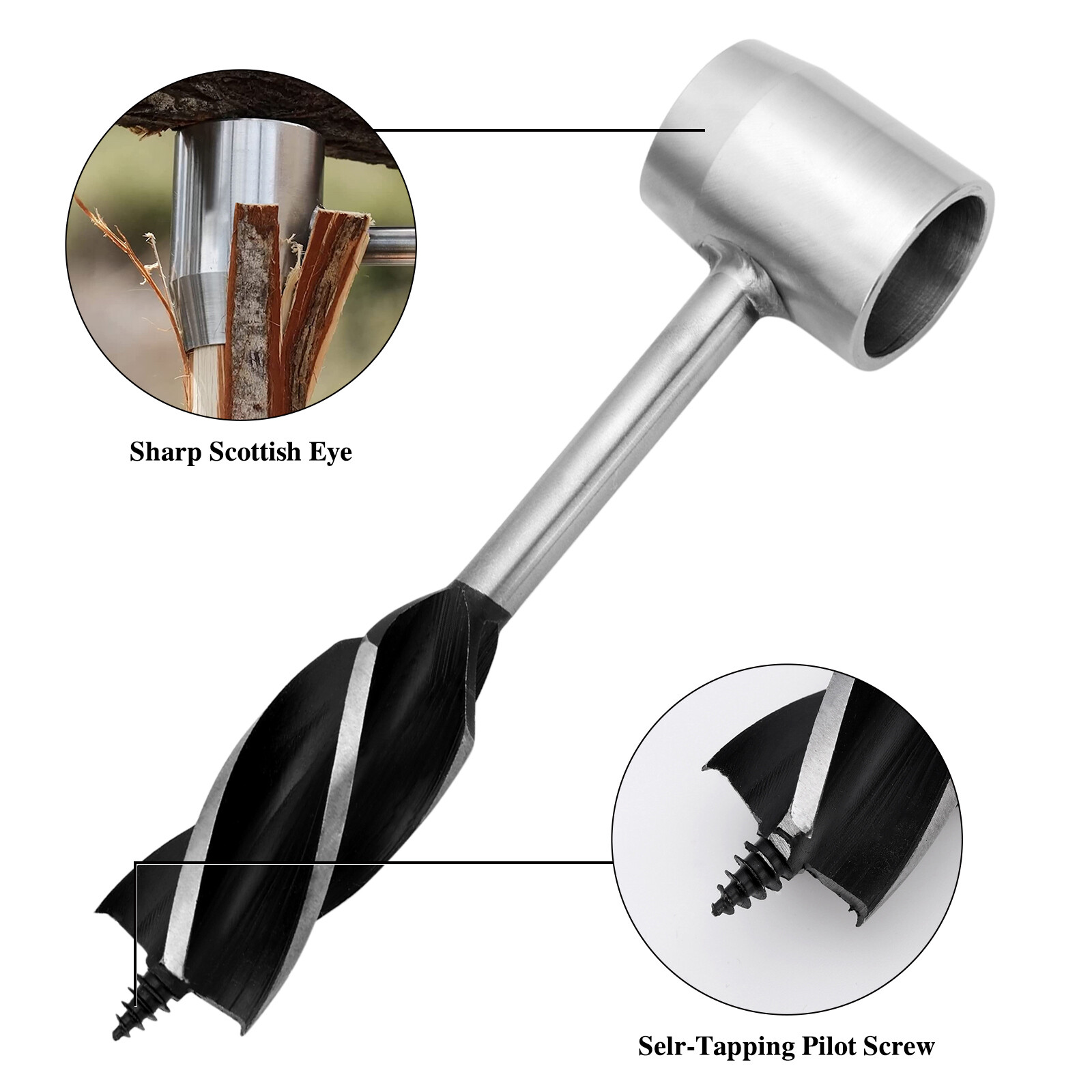 2PC Outdoor Survival Tool Wood Drill Manual Hand Auger Wrench Bushcraft Settlers