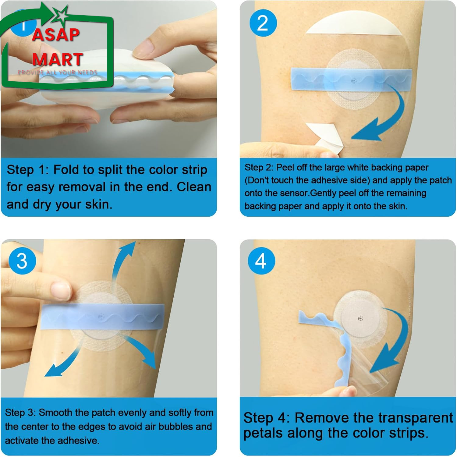 Freestyle Sensor Adhesive Bandage Patches for Libre 2 Cover Waterproof Clear Fil