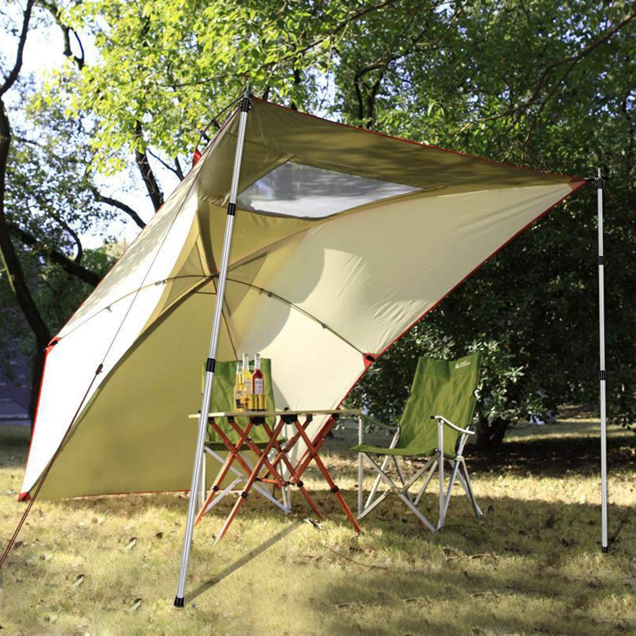 Sunnyglade 2 Pcs Adjustable Tarp Poles, Silver 43.5 inches x [width],