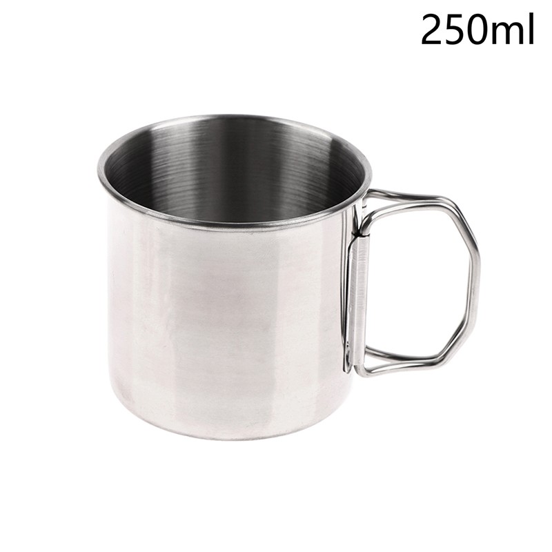 Stainless Steel Folding Handle Cup Portable Carabiner Cup Outdoor Supplies