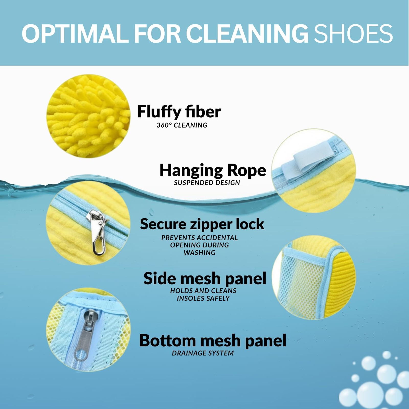 Shoe Washing Machine Bag Set (7-in-1) – Durable Mesh Sneaker Large, Yellow