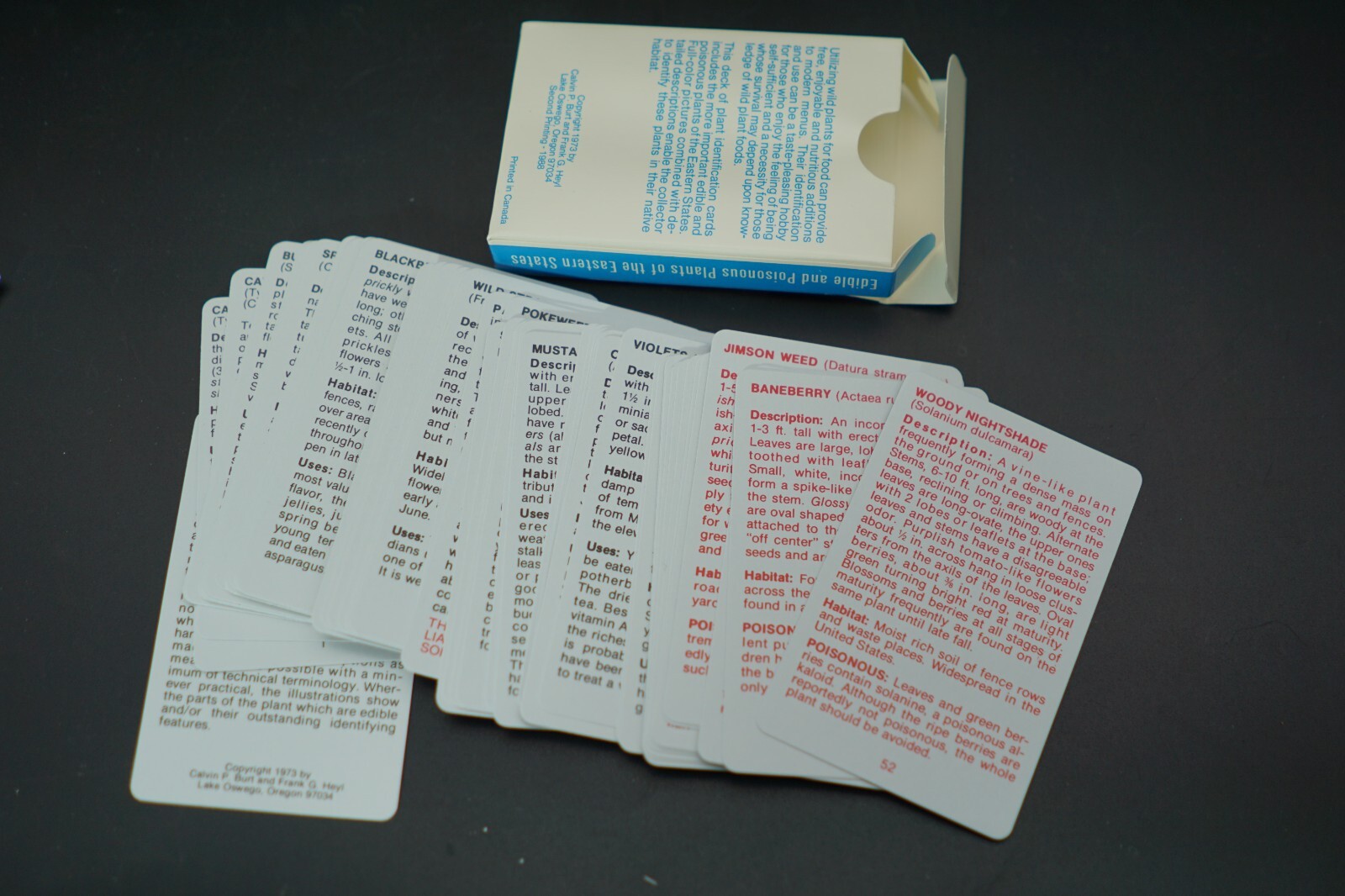 Edible & Poisonous Plant Reference Card Deck for Eastern United States, NOS