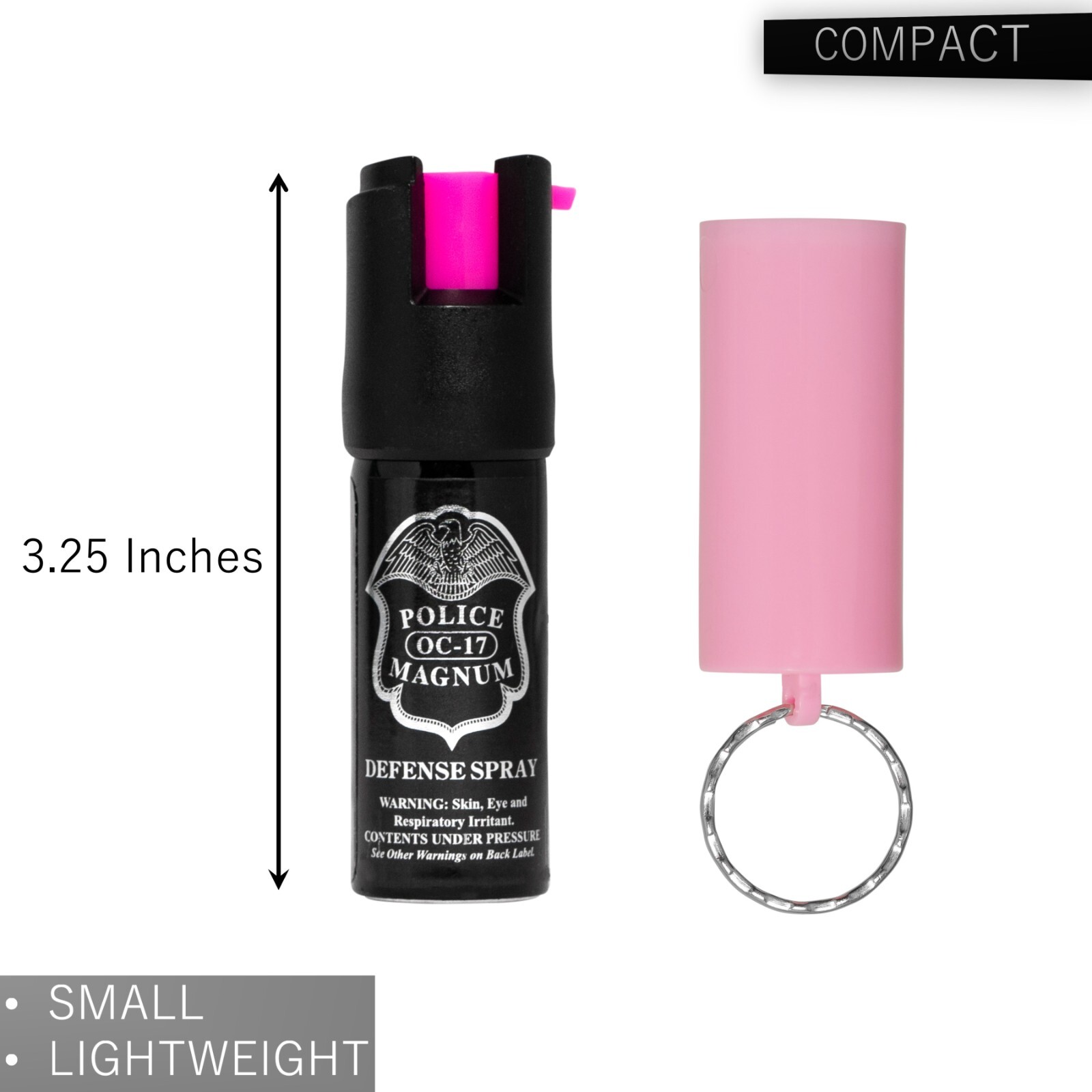 Police Magnum Mini Pepper Spray Self Defense- 4 Pack .50 oz Key Ring PINK Sleeve