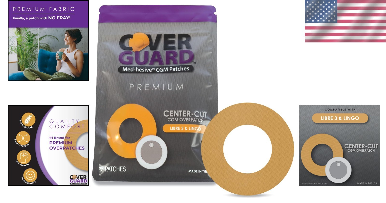Tan CGM Overpatch 25 Count Anti Fray Waterproof for Active Lifestyles