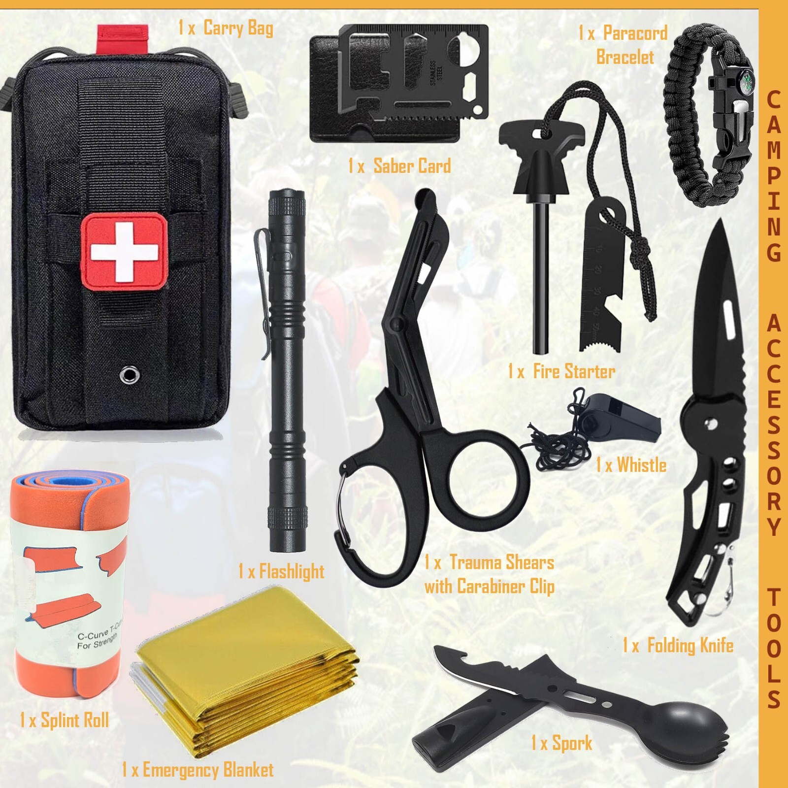 11 in 1 Survival Kit Emergency Kit, Gifts for Men Teenagers Dad Husband Camping