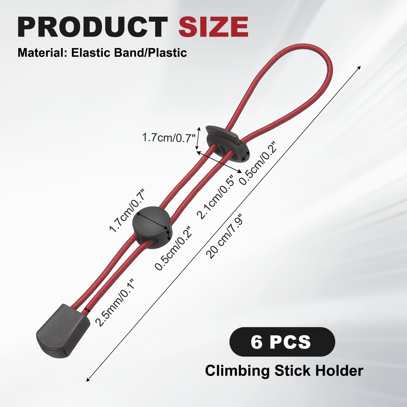Climbing Stick Holder, Backpack Hiking Pole Ropes 8 Inch & 6 Pcs & Red